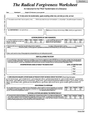 Radical Forgiveness Worksheet - Fill and Sign Printable Template Online