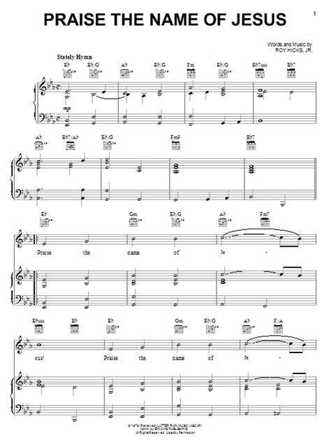 Praise The Name Of Jesus Sheet Music | Roy Hicks Jr. | Piano, Vocal ...