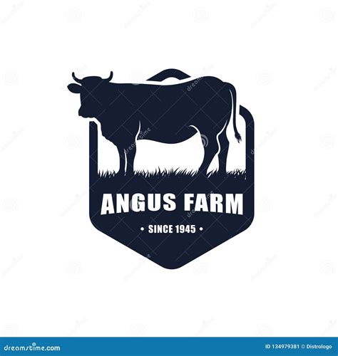 Black Angus Cattle Logo Emblem Design Template Cartoon Vector | CartoonDealer.com #125769203