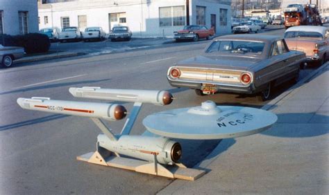 The original 11-foot USS Enterprise model created for the iconic "Star Trek" t.v. show outside ...