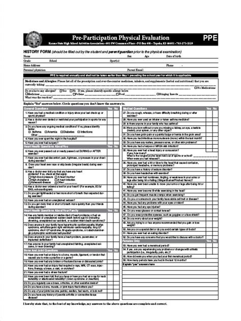 Printable Sports Physical Forms