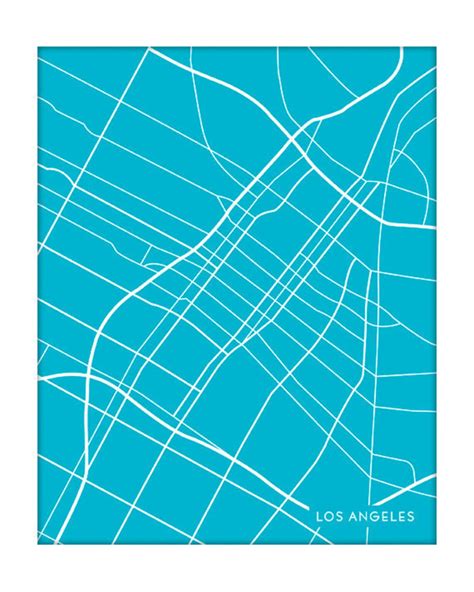 Los Angeles City Map Art Print / LA Wall Art Poster / 8x10 - Etsy