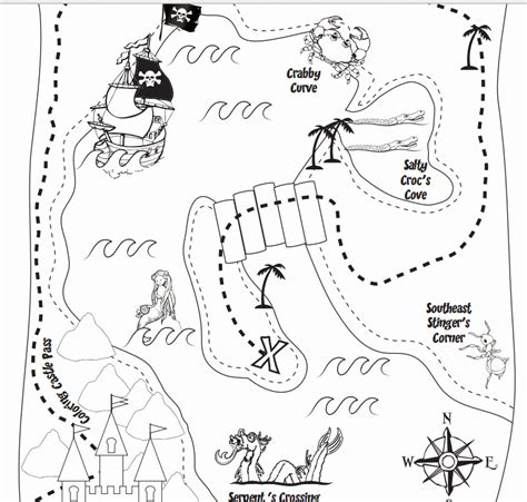 Treasure Map Coloring Pages For Kids - Coloring Home