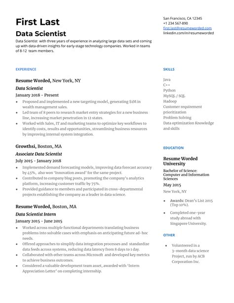 11 Data Scientist Resume Examples for 2023 | Resume Worded