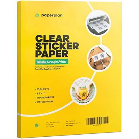 (20 Sheets) 90% Clear Sticker Paper for Inkjet Printer - Glossy 8.5 x ...