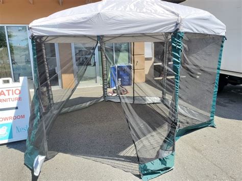 Coleman back home one peak hexagon folding canopy with screen house approx 10ft diameter with bag pa