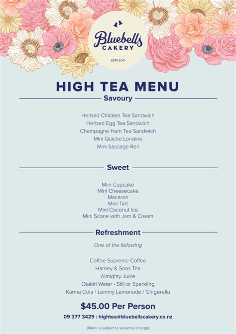 Tea Menu Template Free