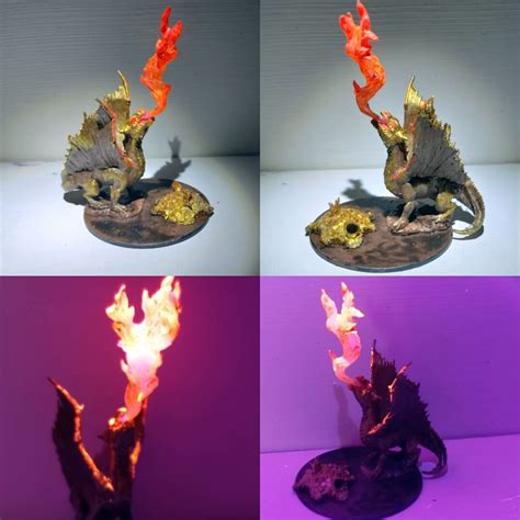 MINIATURE Young Gold Dragon Treasure hand Painted DND - Etsy