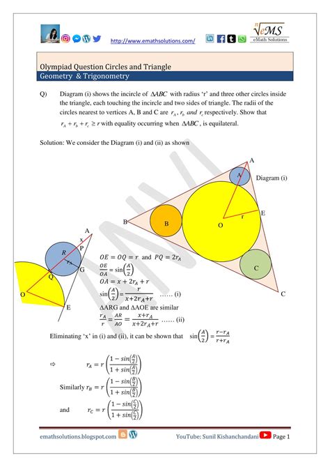 Olympiad Question on Geometry: Circles ⭕ and Triangles ∆