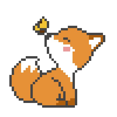 Fox with a butterfly pixel art