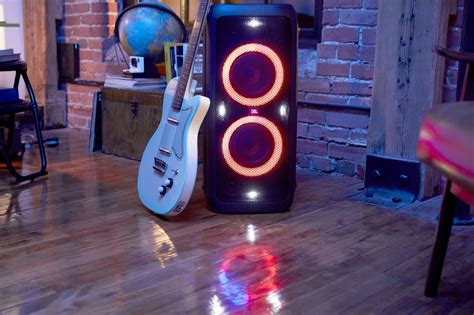 Battery-powered portable Bluetooth party speaker with light effects