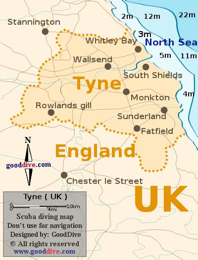 Tyne and Wear map - GoodDive.com