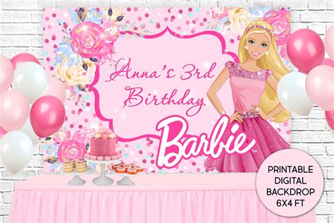 Personalised Barbie Birthday Banner Poster Barbie backdrop | Etsy