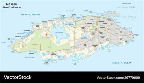 Map nassau capital bahamas new providence Vector Image