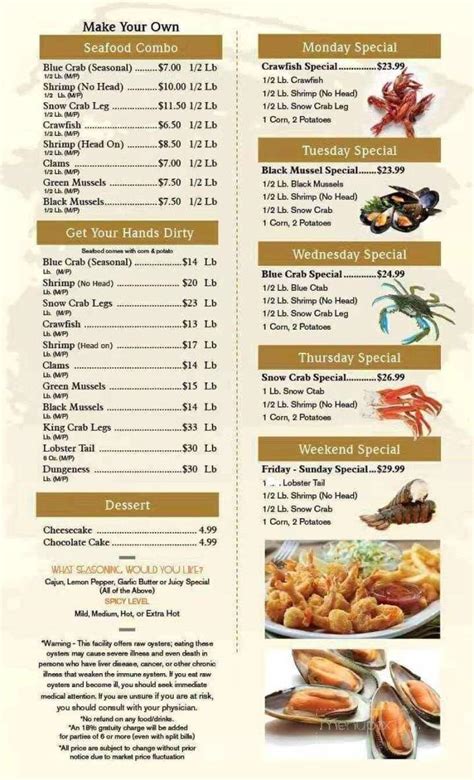 Menu of Captain Crab Seafood and Sushi in Port Charlotte, FL 33952