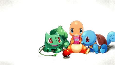 HD wallpaper: Bulbasaur, Charmander, gameboy, Squirtle, representation, white background ...