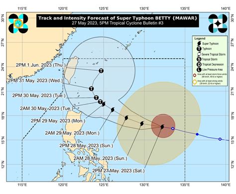 Super typhoon Betty slightly weakens, moves westward | ABS-CBN News