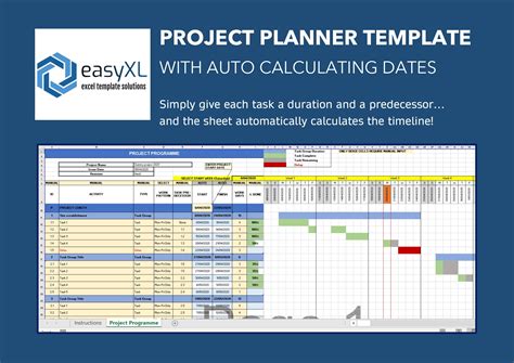 Excel Project Planner / Project Timeline Template / Project | Etsy