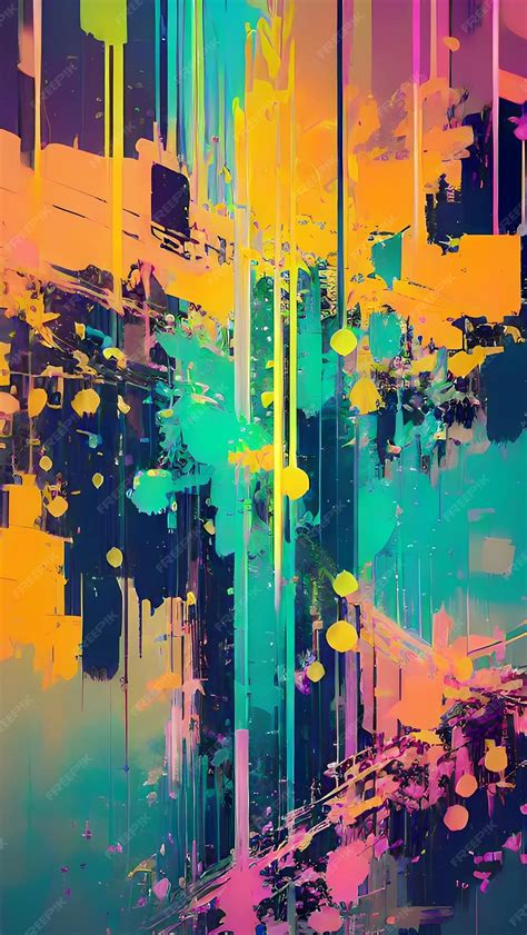 Premium AI Image | Neon cyberpunk style abstract painting art illustration