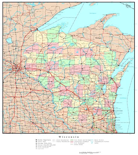 Road Map Of Wisconsin Highways - London Top Attractions Map
