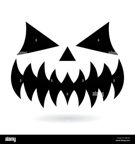 Scary Halloween pumpkin face vector design, ghost or monster mouth icon with spooky eyes, nose ...