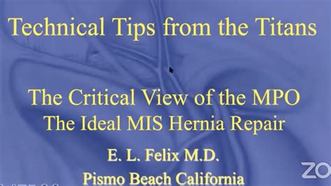 The critical View of the myopectineal orifice - the ideal MIS hernia ...