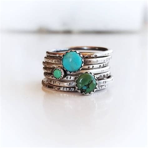 TURQUOISE Stacking Rings Turquoise Ring Stack Stackable Turquoise and ...