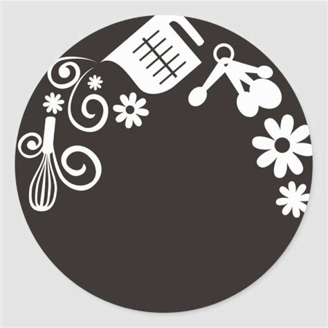 Baker baking utensils black white bakery sticker | Zazzle.com Baking ...