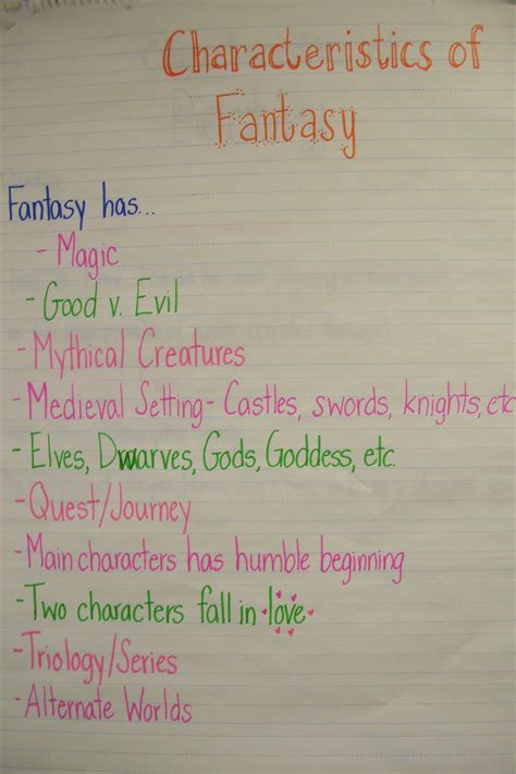 Characteristics of Fantasy 8th Grade Ela, 5th Grade Writing, 5th Grade Classroom, 4th Grade ...