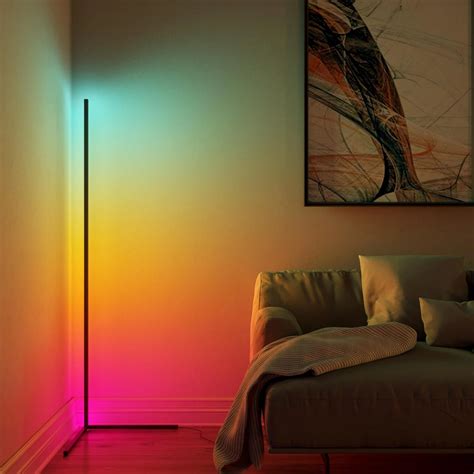 Lights & Lighting Floor Lamps Dimming Black White Floor Lamp Modern RGB ...