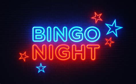 Bingo Night Neon Light On Black Wall Bingo Night Concept Stock Photo ...