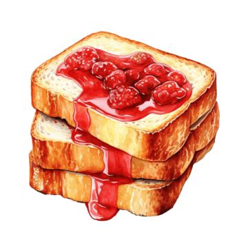 Watercolor Toast Clip Art, Toast, Jam, Bread PNG Transparent Image and ...