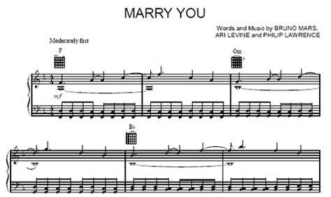 Marry You - Bruno Mars - sheet music - Purple Market Area