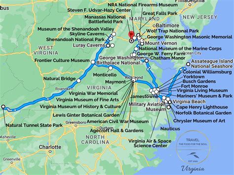 Virginia Attractions Map | Travel The Food For The Soul