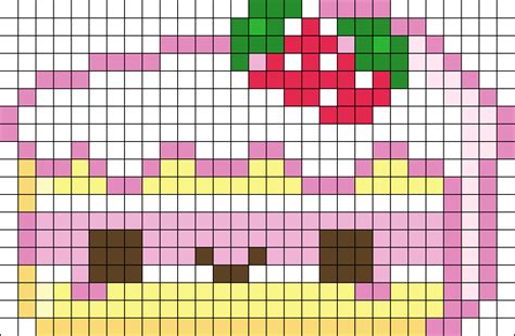 Kawaii Cake Perler Bead Pattern | Bead Sprites | Food Fuse Bead Patterns