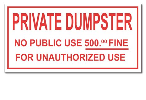 Private Dumpster Decal - H.H.H. Incorporated Waste Decals