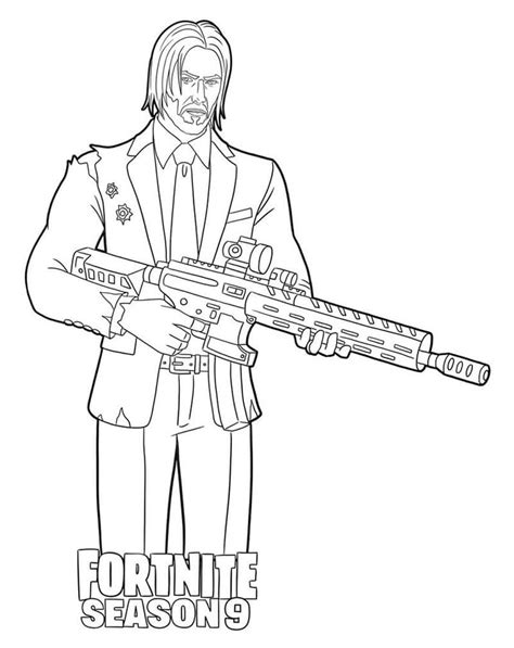 John Wick Fortnite Season 9 coloring page - Download, Print or Color Online for Free
