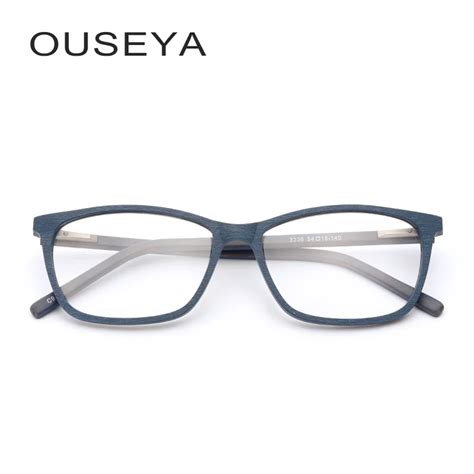 Acetate Men Eyeglasses Frame Wood Grain Retro Oversized Male Optical ...