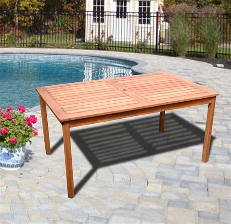 VIFAH V98 Outdoor Wood Rectangular Table with Natural Wood Finish ...