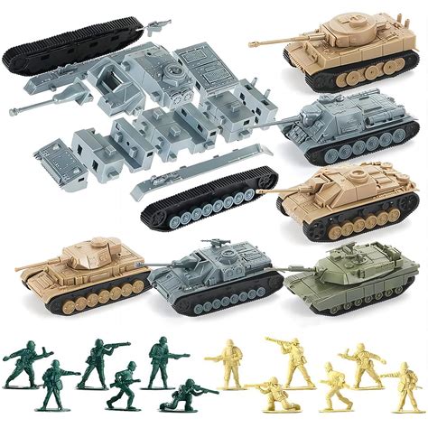 Buy WW2 Army Tank and Army Men Toys Playset,6 Take Apart Vehicles with ...