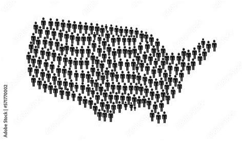 USA Residents with Large Crowd of People Icon Forming US Country Symbol on white background ...