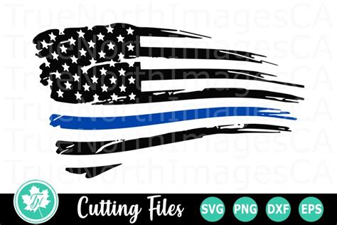 Thin Blue LIne SVG | Distressed American Flag