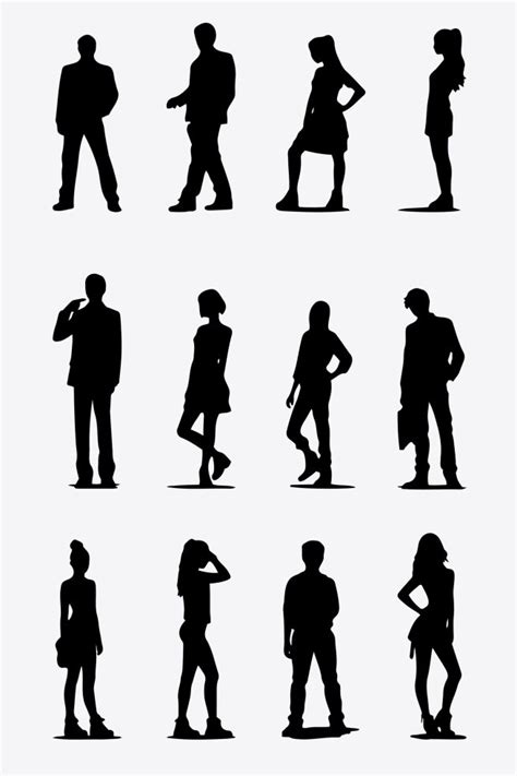 Vector Human Poses Silhouette - Graphicsfuel