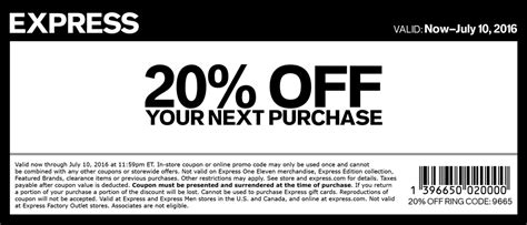 Express Coupons - 20% off at Express, or online via promo code 9663