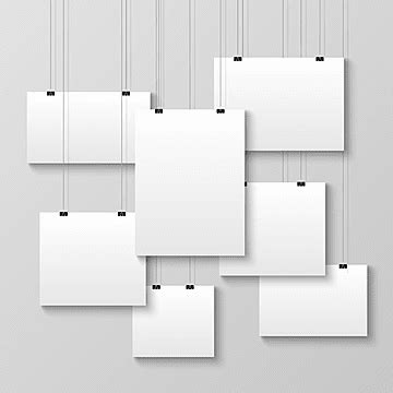 Blank Poster Mockup Vector PNG Images, Realistic Hanging Blank Poster Template Mockup, Sign ...