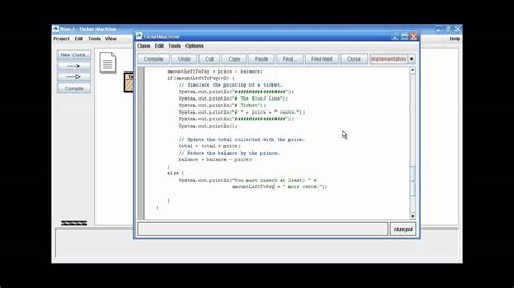 my ticket machine java project on bluej - YouTube