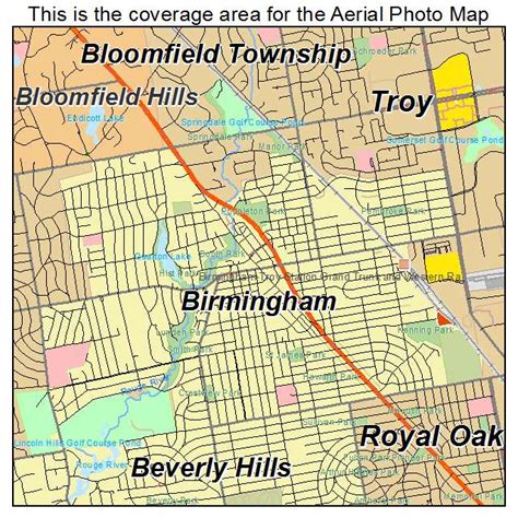 Aerial Photography Map of Birmingham, MI Michigan