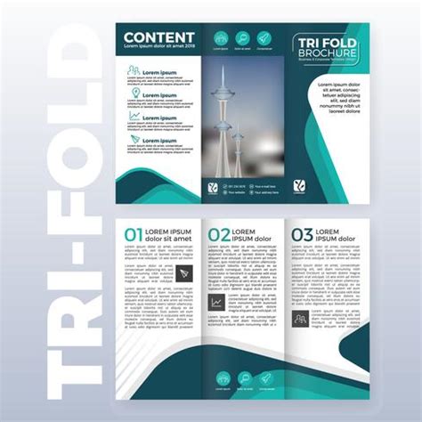 Business tri-fold brochure template design with Turquoise color 216516 Vector Art at Vecteezy