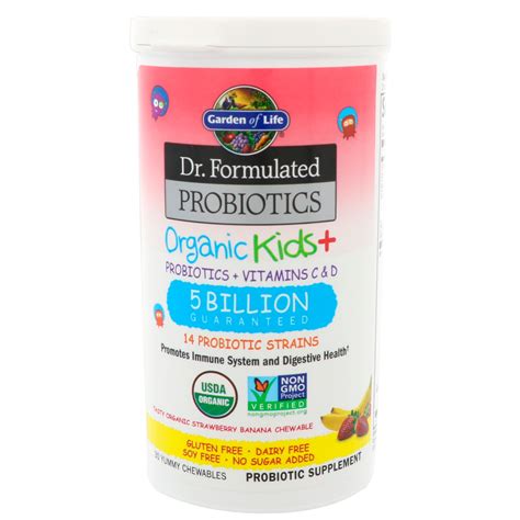 Garden of Life, Dr. Formulated Probiotics, Organic Kids +, Tasty Organic Strawberry Banana, 30 ...