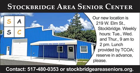 Stockbridge Area Senior Center is happy to be located at 219 W. Elm ...